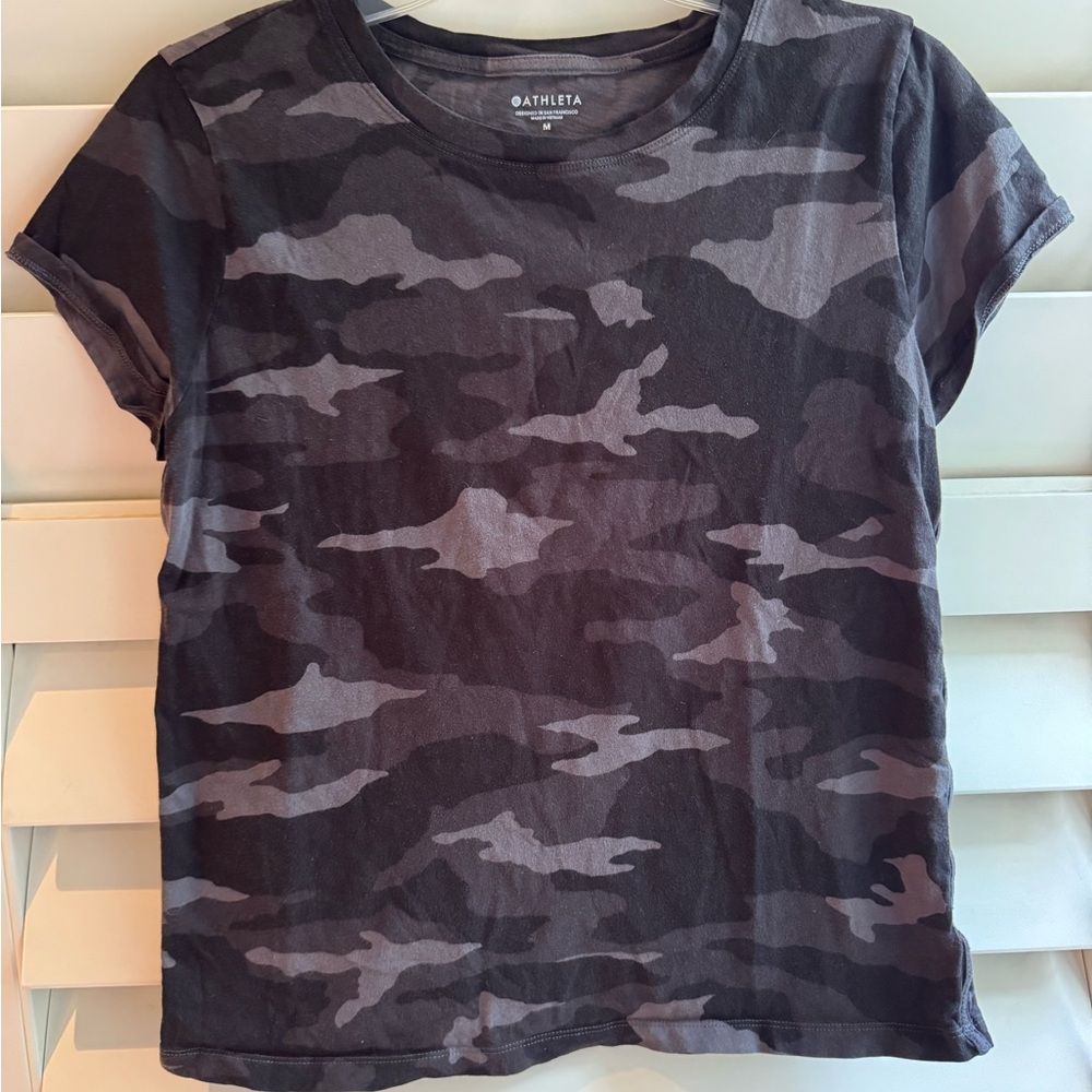 Athleta Brown Camouflage Tee
